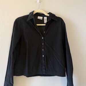 Villager by Liz Claiborne Vintage Black Corduroy Button-Down Shirt Sz Medium